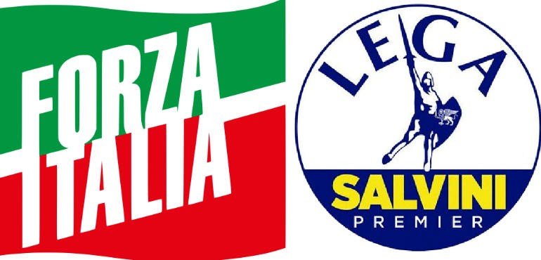 Logo della Lega e Forza Italia